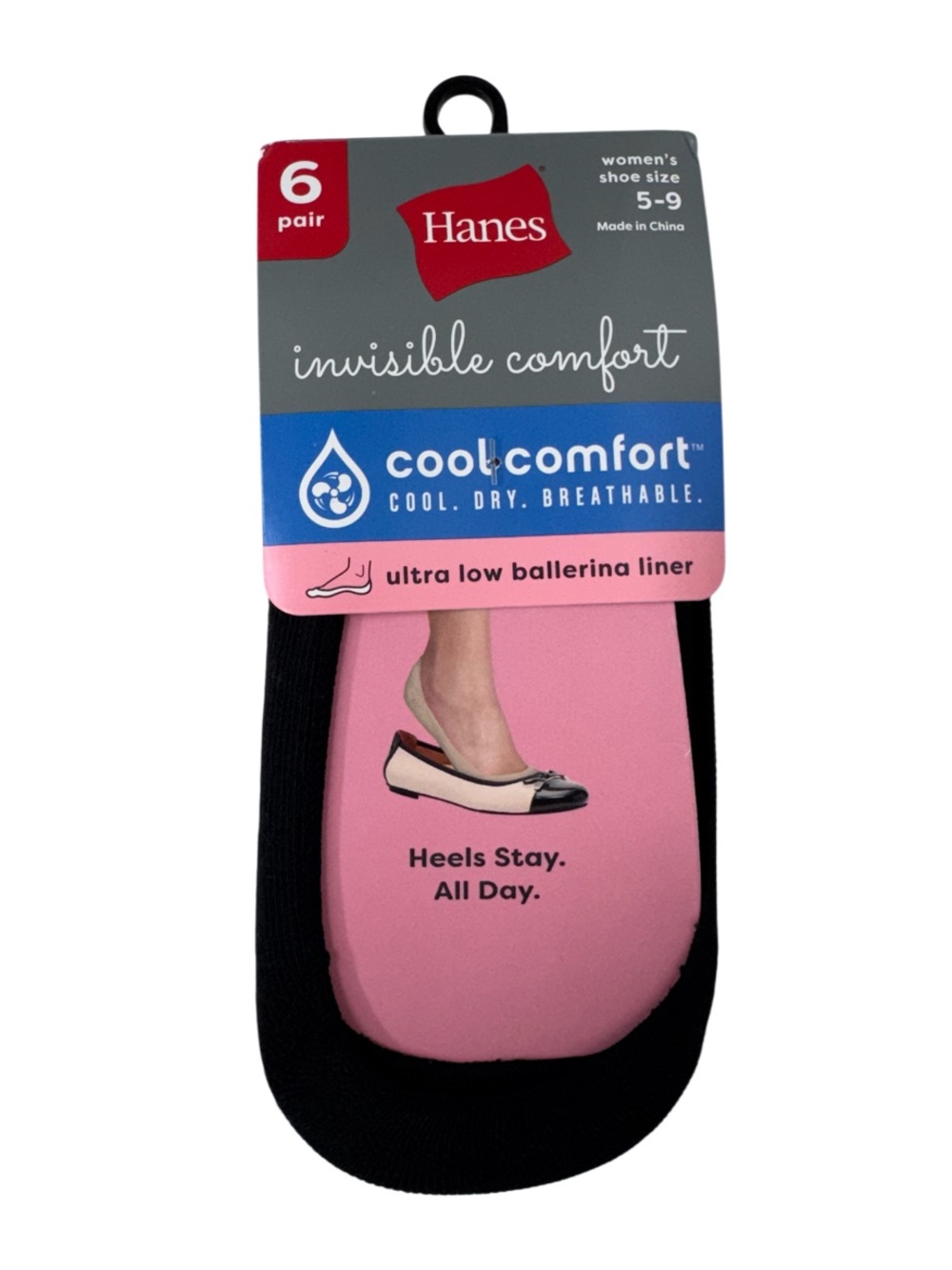 Hanes Invisible Cool Comfort Ultra Low Ballerina Liner Socks New Nwt Size 5-9